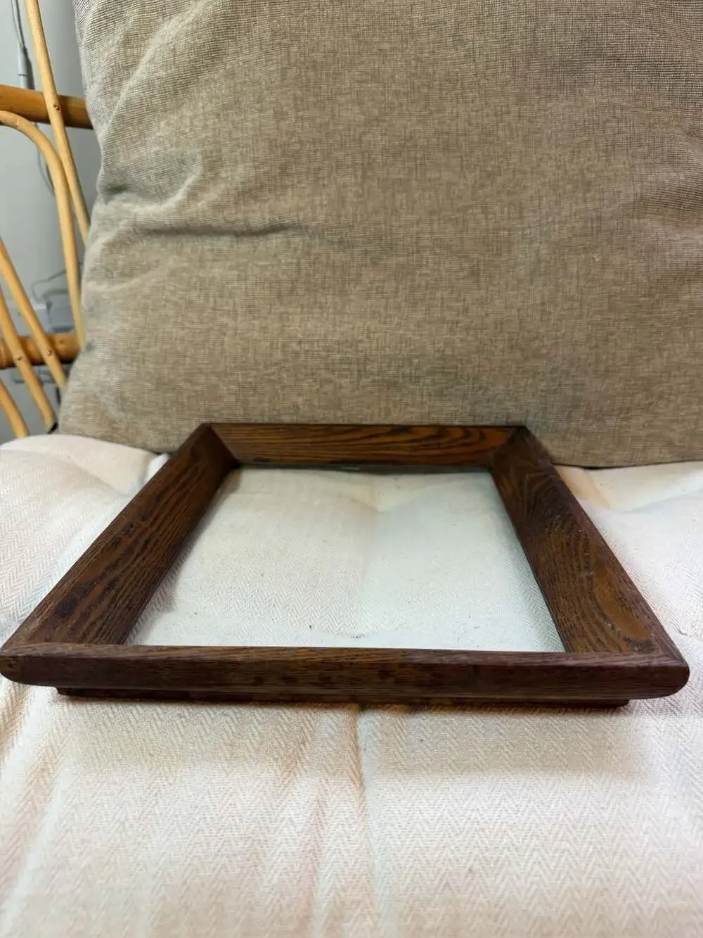 Vintage Solid Oak Wood Picture Frame Dark Wood Grain with Glass